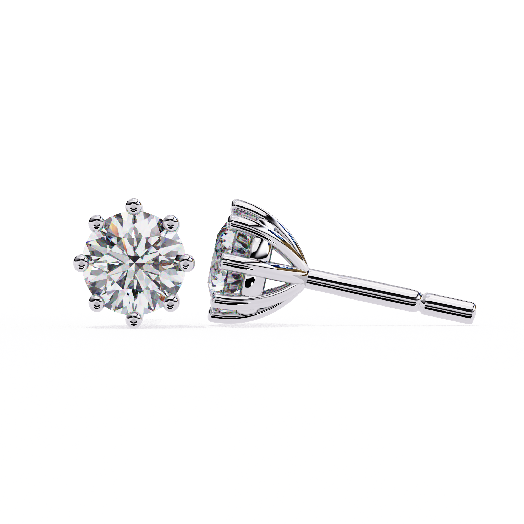 Solitairekart 2.57ct Round Cut Natural Diamond Stud Earrings-H Color, VS1 Clarity